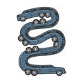 Snake limousine sketch vector illustration Royalty Free Stock Photo