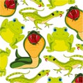 Snake with lizard and frog decorative pattern Royalty Free Stock Photo