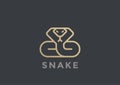 Snake Logo vector design geometric Linear style. C
