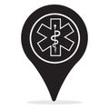 Snake medical map pin icon, map pointer