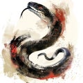 The snake is painted with a brushstroke on a white background Royalty Free Stock Photo
