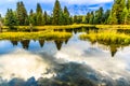 Snake River With Cloud and Tree Reflections Royalty Free Stock Photo