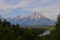 Snake River Overlook with the Grand Tetons in the background Royalty Free Stock Photo