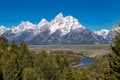 Snake River Overlook in Grand Tetons National Park, Wyoming, USA in springtime Royalty Free Stock Photo