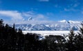 Snake River Overlook in Winter with misty Blue sky Royalty Free Stock Photo