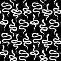 Snake seamless pattern. Vector serpent background silhouettes. Black and white wild animal print. Isolated hand drawn Royalty Free Stock Photo