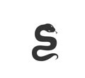 Snake silhouette vector illustration. Black and white wild viper logo. Isolated on white background Royalty Free Stock Photo