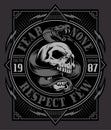 Snake skull t-shirt graphic Royalty Free Stock Photo