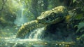 A snake slithering in a river