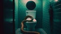 Snake in the toilet. Generative Ai Royalty Free Stock Photo