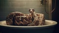 Snake in the toilet. Generative Ai Royalty Free Stock Photo