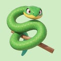 snake in the tree branch cartoon illustration Royalty Free Stock Photo