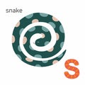 Snake vector Illustration for kids Zoo Alphabet for children with letter Isolated background Royalty Free Stock Photo