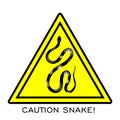 Snake warning sign. Danger, Poisonous snakes. Vector illustration Royalty Free Stock Photo