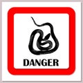 Snake warning sign. Danger. Poisonous snakes. Vector illustration Royalty Free Stock Photo