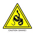 Snake warning sign. Danger, Poisonous snakes. Vector illustration Royalty Free Stock Photo