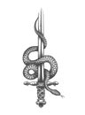 Snake Wrapped Around the Rising Sword Valor and Courage Symbol Tattoo