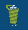 Snake wrapped around skeleton. Vector illustration