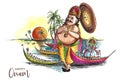 Snakeboat race in onam celebration background for kathakali face background