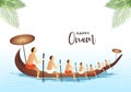 Snakeboat race in onam celebration card background