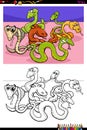 Snakes animal characters group color book