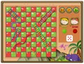 Snakes and ladders game with triceratops background