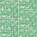 Snakes patchwork seamless pattern arranged in rectangular segments. Animalistic simple vector continuous ornament