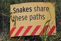 Snakes share these paths warning sign Royalty Free Stock Photo