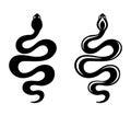 Snakes. Vector black silhouettes. Royalty Free Stock Photo