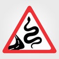 Snakes, Warning Sign or banner Vector illustration Royalty Free Stock Photo