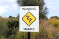 Snakes warning sign in bushland