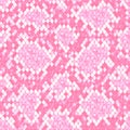 Snakeskin seamless pattern. Pink and white reptile repeating texture