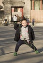 Snap portrait of a rope skipping boy Royalty Free Stock Photo