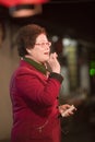 Snap portrait of a singing women