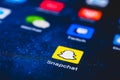 Snapchat app icon on the screen smartphone Royalty Free Stock Photo