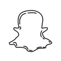 Snapchat Icon vector. Doodle Hand Drawn or Black Outline Icon Style