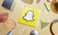 Snapchat Logo Around 3D Rendering Abstract Shape Background