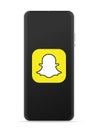 Snapchat logo icon on smartphone screen Royalty Free Stock Photo