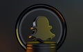Snapchat sign 3d rendering icon stand on podium