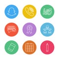 snapchat , viber , hi5 , message ,badge , network , eraser , celender , pencil , eps icons set vector