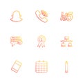 snapchat , viber , hi5 , message ,badge , network , eraser , celender , pencil , eps icons set vector Royalty Free Stock Photo