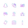 snapchat , viber , hi5 , message ,badge , network , eraser , celender , pencil , eps icons set vector Royalty Free Stock Photo
