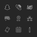 snapchat , viber , hi5 , message ,badge , network , eraser , celender , pencil , eps icons set vector Royalty Free Stock Photo