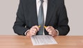 Snapped - man at desk with broken pencil, stress Royalty Free Stock Photo