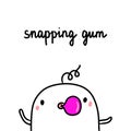 Snapping gum bad habit hand drawn illustration with cute marshmallow Royalty Free Stock Photo