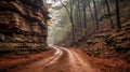 Snapshot Aesthetic: Canyon On An Empty Dirt Road In The Forest