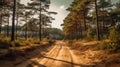 Snapshot Aesthetic: Dune On An Empty Dirt Road In The Forest