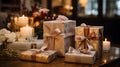 A snapshot of beautifully wrapped gifts and cards, embodying the spirit of gift-giving and gratitude on this special occasion Royalty Free Stock Photo