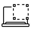 Snapshot laptop icon outline vector. Cam image