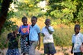 Snapshot of school children passing by